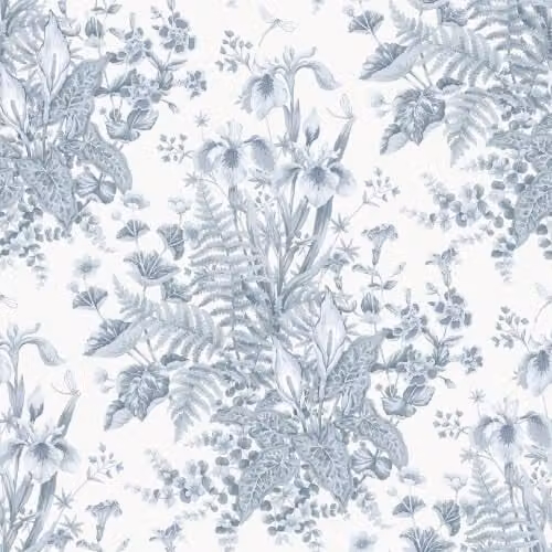 Rasch Chelsea Ferns Botanical Blue and White Floral Wallpaper, Matt Finish