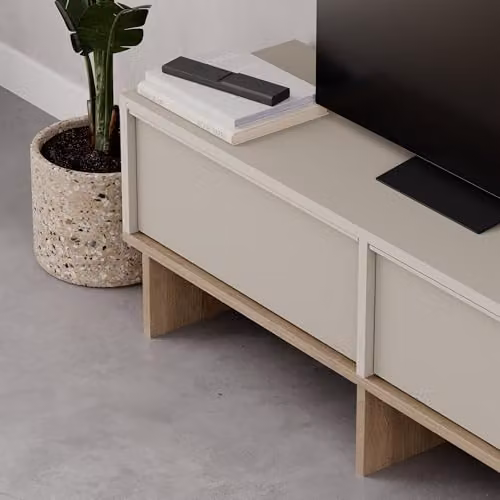 HOCUS PICUS TV Stand Cabinet in Sand, Beige and Oak, W: 118 cm, D: 40.8 cm, H: 35 cm – 3