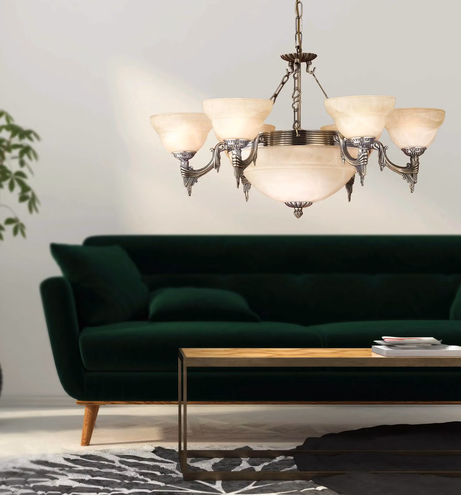 Loops Bronze and Transparent Glass Ceiling Pendant and Matching Wall Light Set – 2