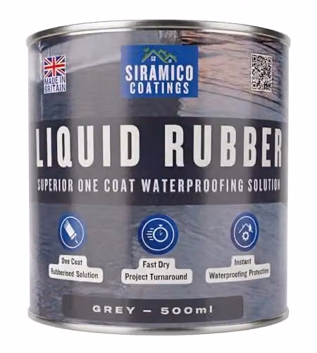 Siramico Coatings Liquid Rubber Roof Coating, Grey, 500ml – 1