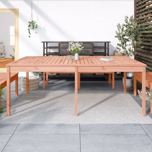 Berkfield Home Rectangular Garden Table in Brown Solid Douglas Wood W/D/H: 203.5 x 100 x 76 cm
