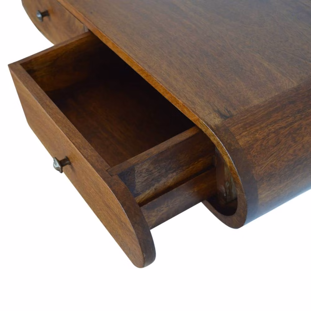 Wyld Haus Peschiera Floating Chestnut Console with 2 Drawers in Brown Mango Wood – 4