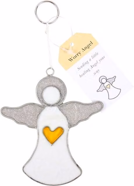 KDMK White Glass Healing Angel Hanging Suncatcher