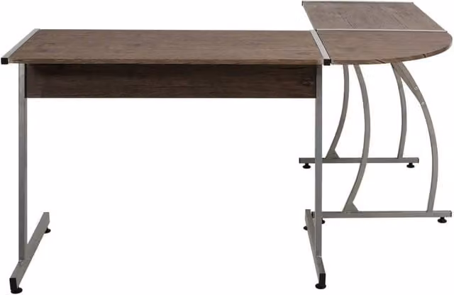 Berkfield Home Brown Engineered Wood Corner Desk with Drop Leaf and Sled Base