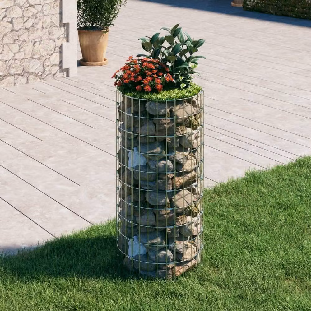 Berkfield Home Circular Gabion Pole Galvanised Steel Column in Silver, Diameter: 50 cm, Height: 100 cm – 2