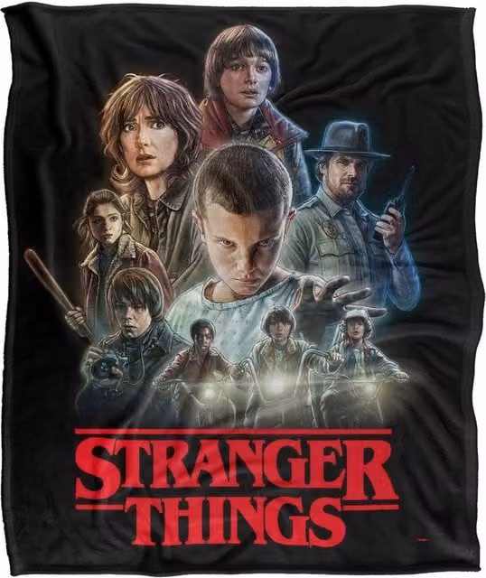 Stranger Things Season 1 Heroes Super Soft Throw Blanket, Multicolour, W: 152 cm, D: 127 cm