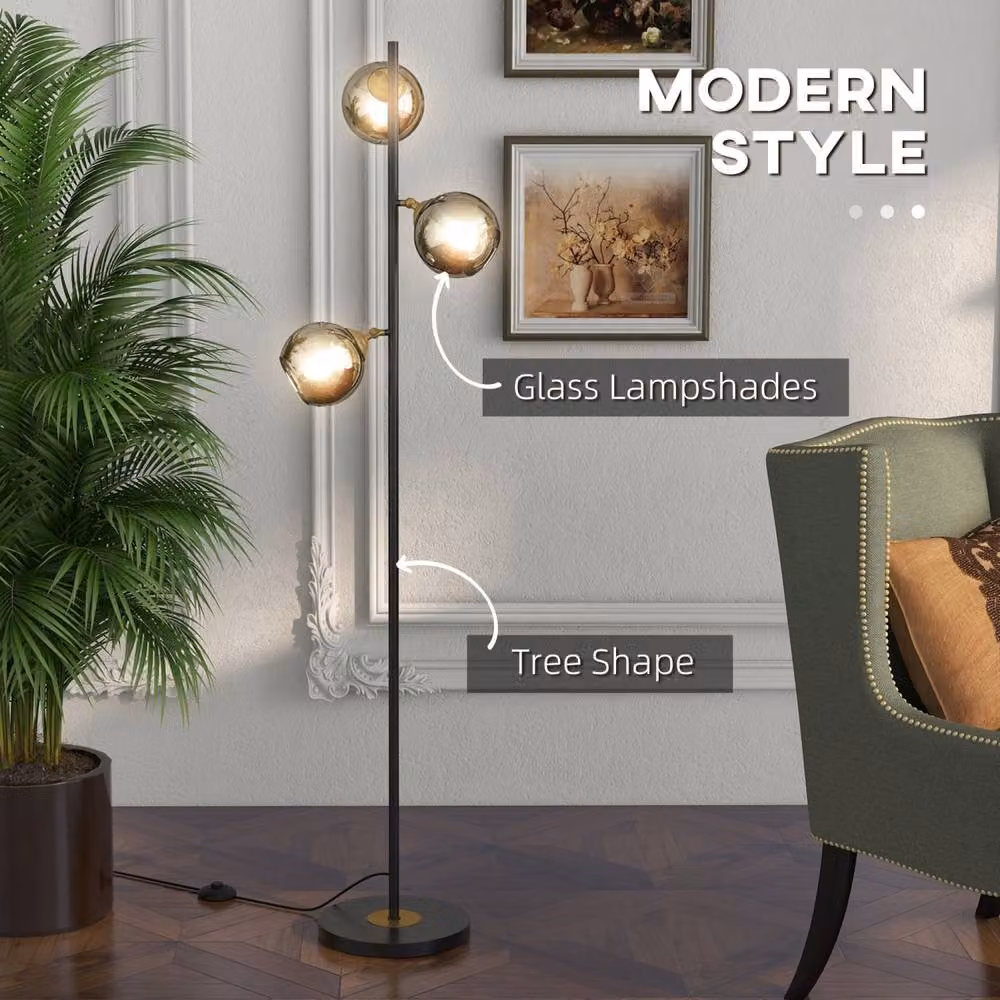 Wyld Haus Kaviro 3 Light Tree Floor Lamp in Black and Grey, Height: 162 cm – 4