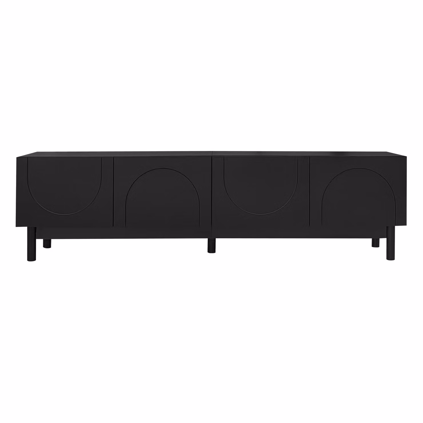 Aosom UK Modern Black TV Cabinet with Curved Doors and Shelves, W: 169 cm, D: 34 cm, H: 45.5 cm – 2