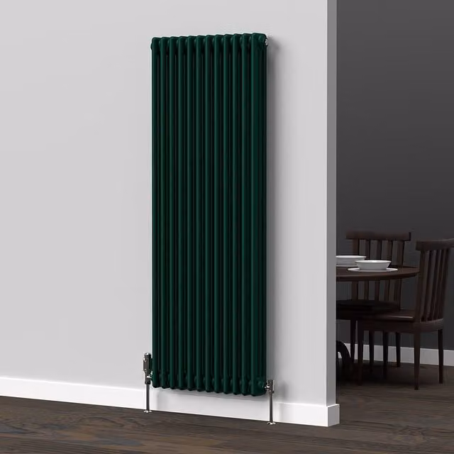 Lux Heat Vertical Coloured Column Radiator in British Racing Green, H 150 cm x W 56 cm