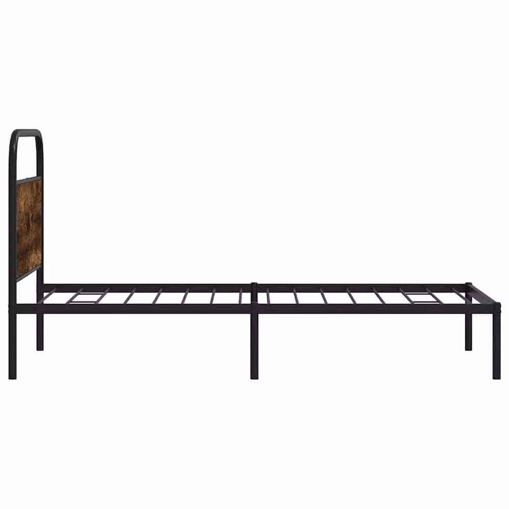 Berkfield Home Elegant Bed Frame in Smoked Oak and Brown, W/D/H: 100 x 190 x 105 cm – 4