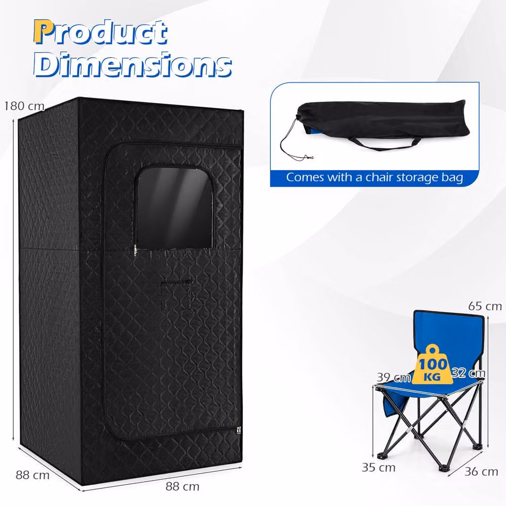 Costway Portable Extra-Large Steam Sauna Box Tent with Remote Control in Black – 2