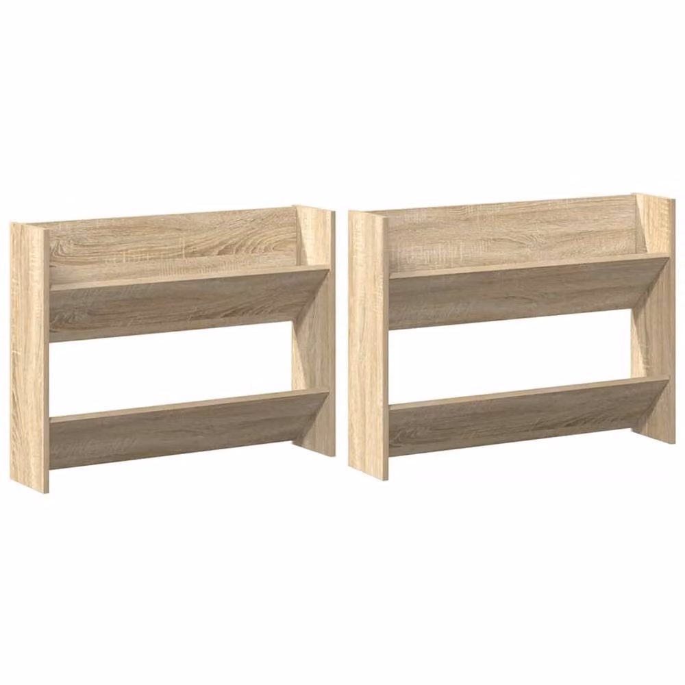 Berkfield Home Set of 2 Wall Mounted Shoe Cabinets in Sonoma Oak, Light Brown, W: 80 cm, D: 18 cm, H: 60 cm – 2