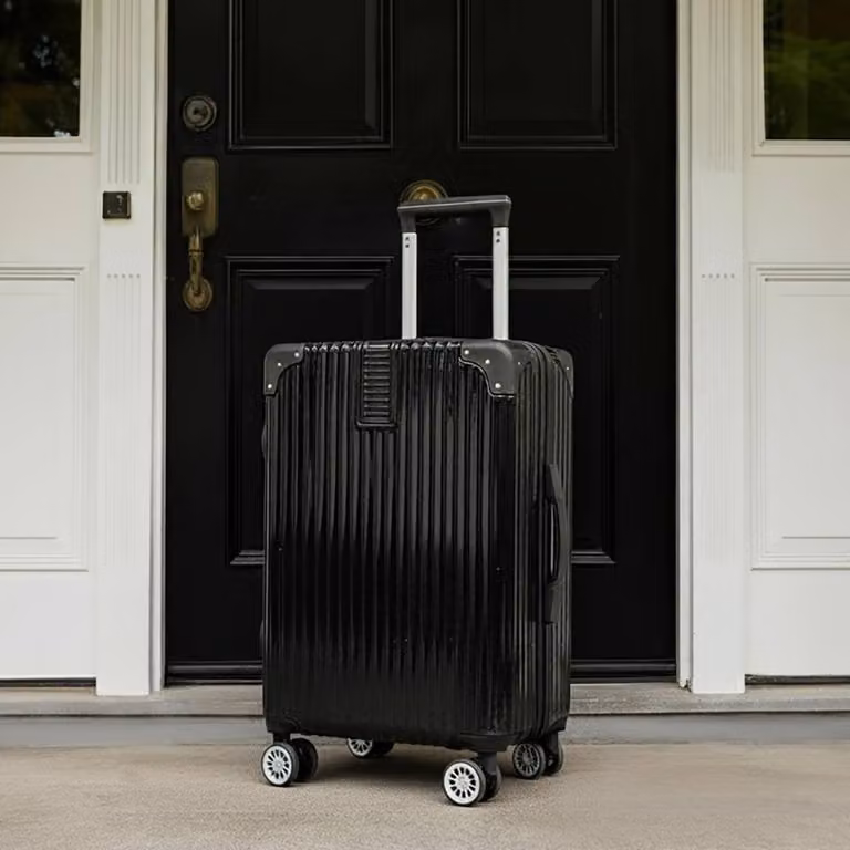 OHS Metallic Effect Hard Shell ABS Suitcase Set of 3 in Black