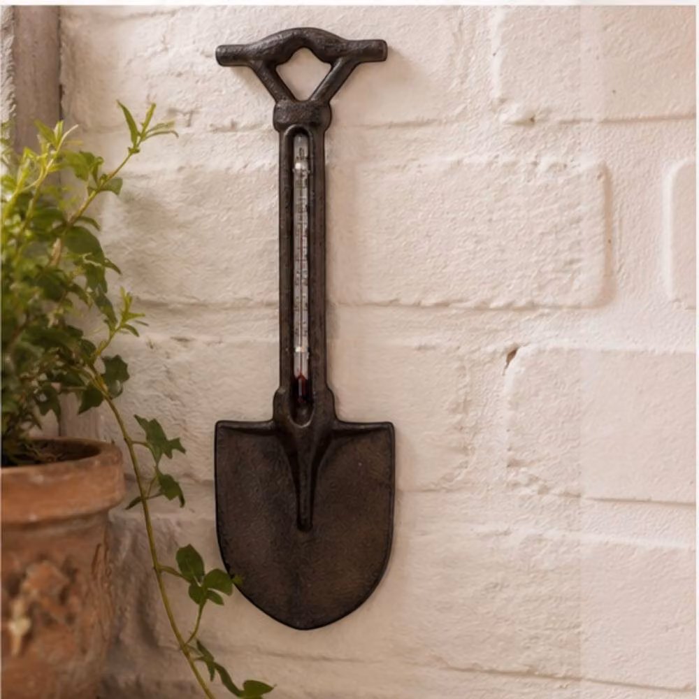 Four Candle Cast Iron Spade Wall Thermometer in Dark Brown – 2