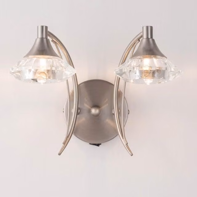Harper Living Double Wall Light and Sconce in Silver and Light Grey