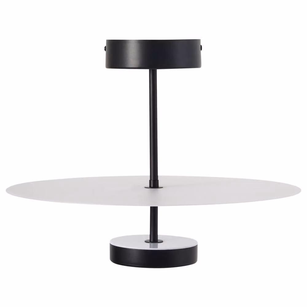 Wyld and Coco Black LED Ring Pendant Lamp in Matte Iron and Acrylic