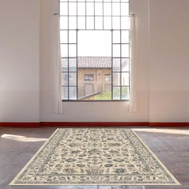 The Rug Shop UK Cream Traditional Floral Machine Made Border Rug, W: 240 cm, D: 340 cm