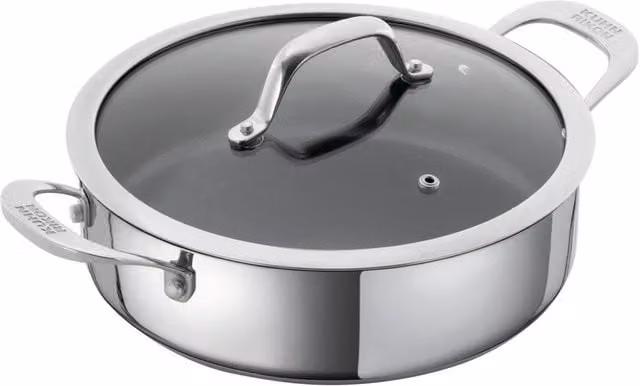 Kuhn Rikon Allround Non-Stick Stainless Steel Serving Pan, Silver, Diameter: 24 cm, Volume: 3 l – 1