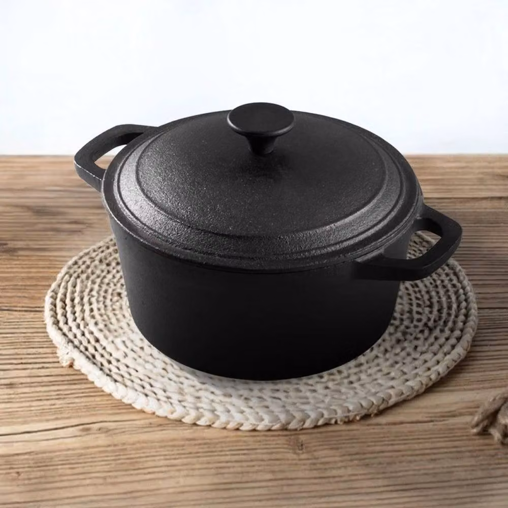 PAWNORA Black Cast Iron Uncoated Dutch Casserole Pot, 4L – 3