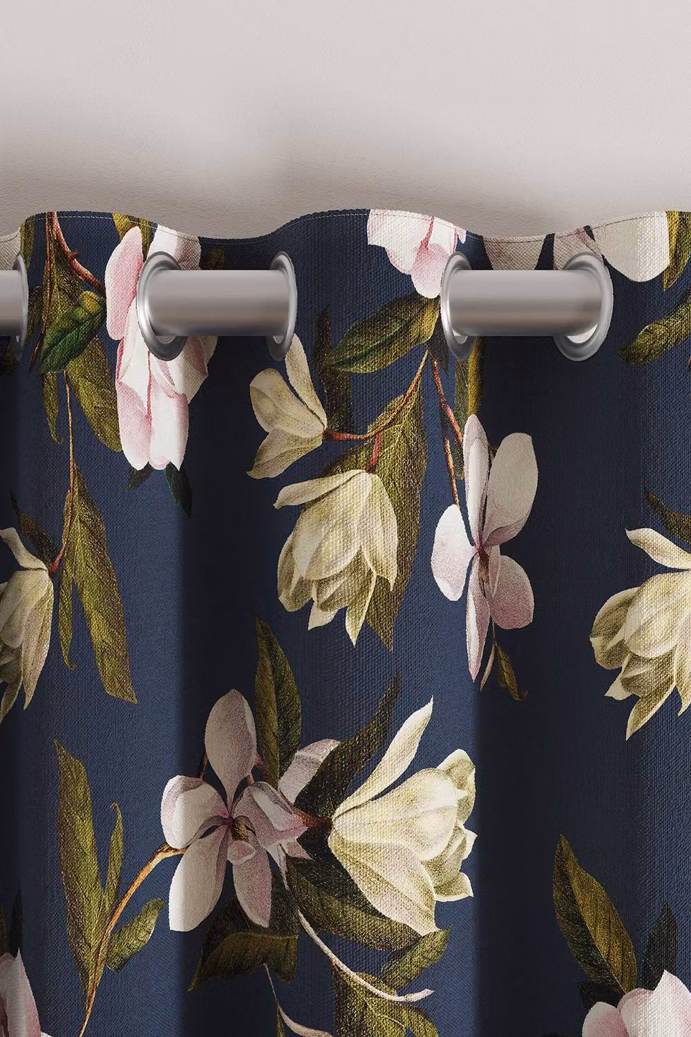 Ted Baker Opal Floral Cotton Lined Eyelet Curtains in Blue and Silver, W: 167.64 cm, H: 137.16 cm – 4