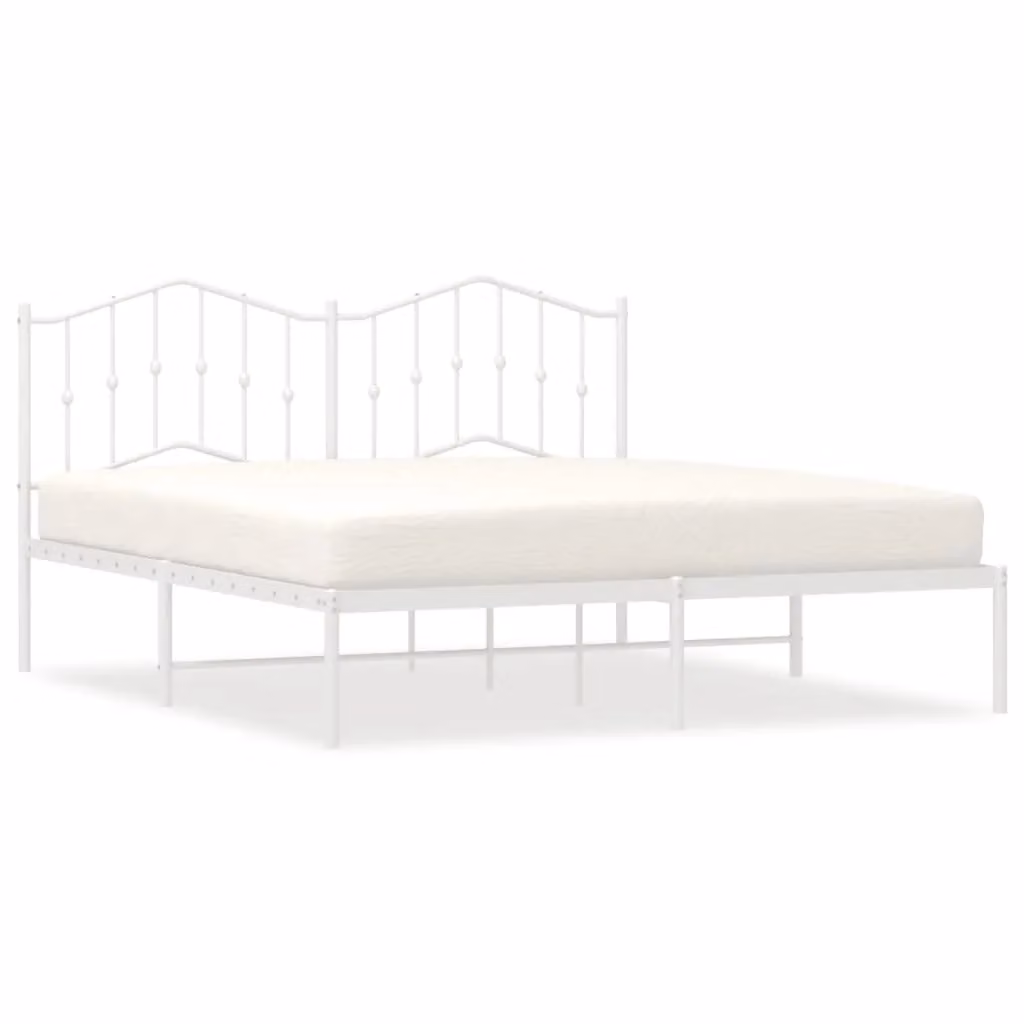 Berkfield Home Metal Bed Frame with Headboard in White – 2