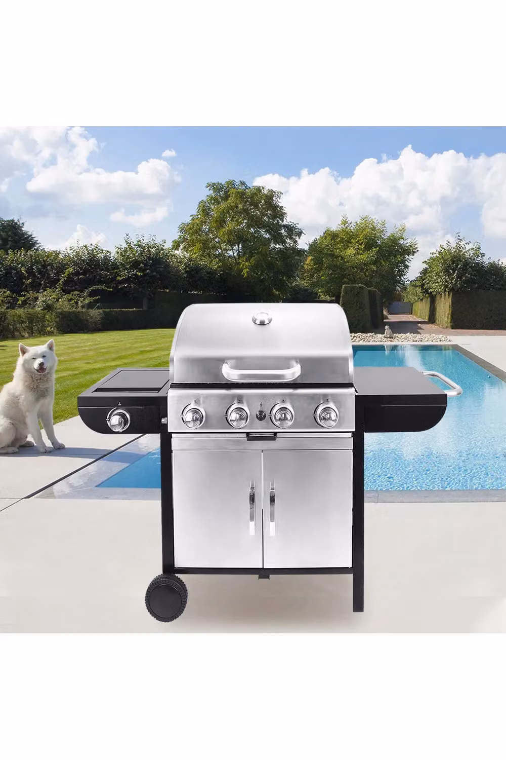 Living and Home Silver 5-Burner Stainless Steel Outdoor Gas Grill with Side Burner and Warming Rack – 2