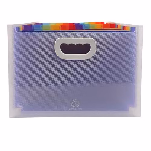 Exacompta Crystal Multipart Expanding Document Case, Transparent, W: 33.0 cm, D: 23.5 cm, H: 25.0 cm, 24 Tabbed Sections for A4 Documents – 1