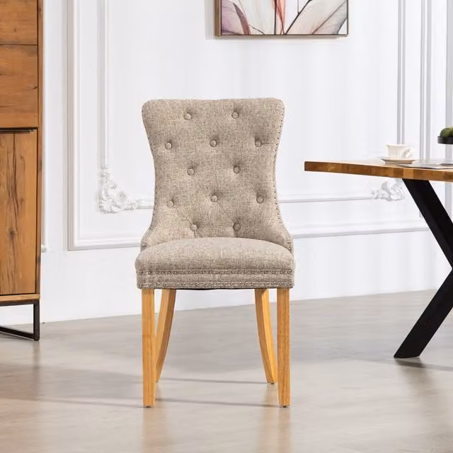 Artemis Home Modern Fabric Dining Chairs, Set of 2, Brown and Beige
