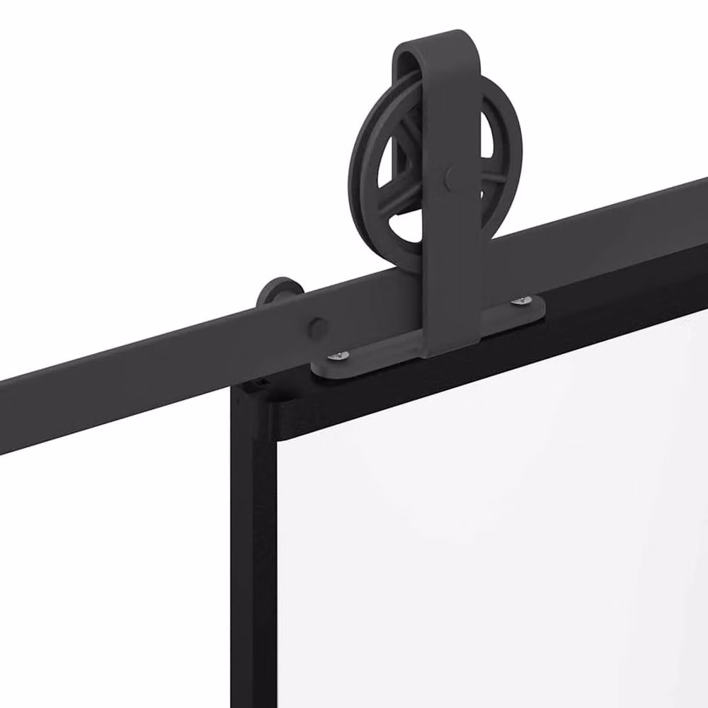 Berkfield Home Sliding Door with Hardware Set, Black ESG Glass and Aluminium, W: 102 cm, H: 205 cm – 4