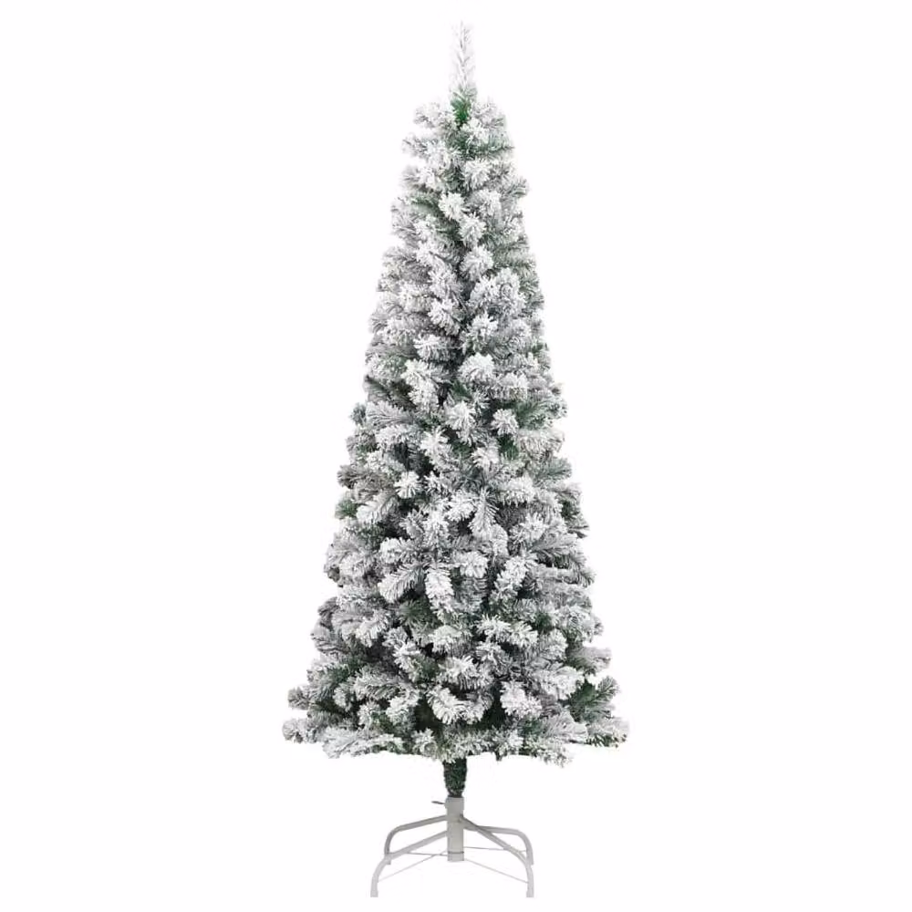 Berkfield Home Beautiful Artificial Hinged Christmas Tree with Flocked Snow, White, Height: 210 cm – 3