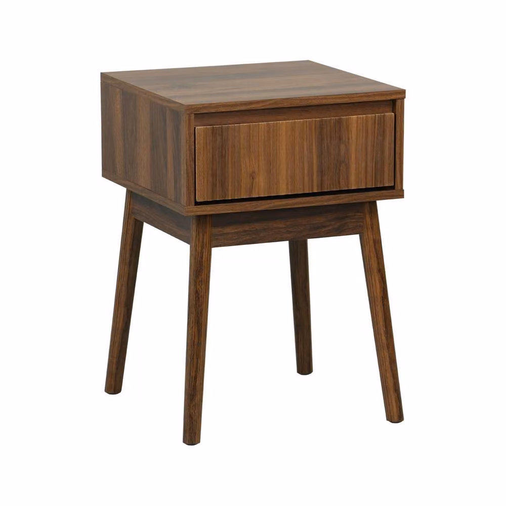 sweeek Scandinavian Style Wood Bedside Table with One Drawer in Dark Brown, W/D/H: 39.0 x 39.0 x 55.4 cm – 2