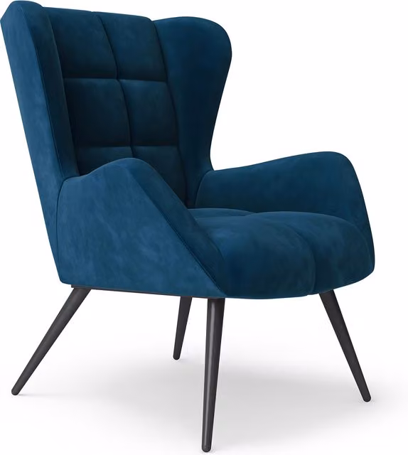 Alphason Dalton Blue Velvet Accent Chair with Metal Frame and Armrests