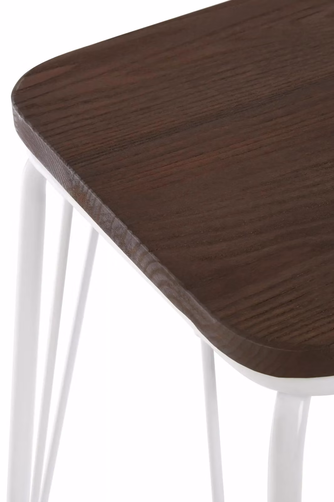 Orsina White Metal and Wood Small Square Accent Stool – 3