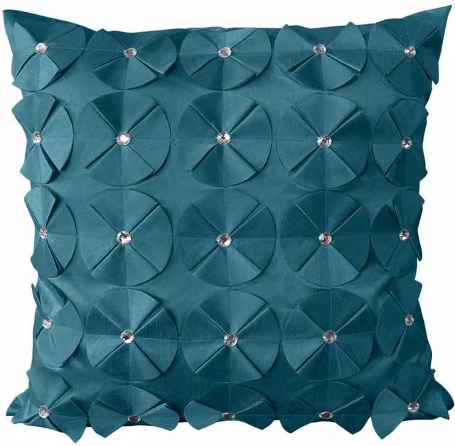 Intimates Vogue Blue Diamante Filled Square Cushion with 3D Petal Detail, W x D: 43 x 43 cm