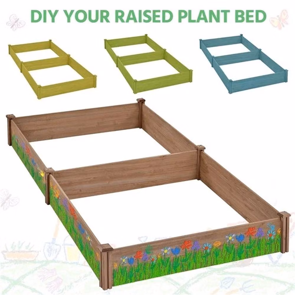 Kelvenix Wooden Raised Garden Bed in Brown, W/D/H: 124.5 x 27.0 x 124.5 cm – 3