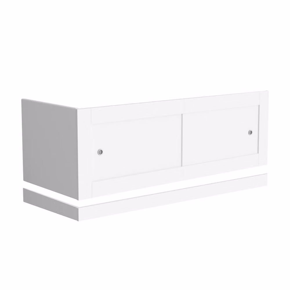 Nes Home White PVC Bath Front Panel, End Panel and Plinth Set with 2 Sliding Doors, Width: 180 cm – 2