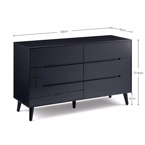 Julian Bowen Alicia 6 Drawer Wide Chest of Drawers in Anthracite or Black, W/D/H: 130 x 45 x 78 cm – 3