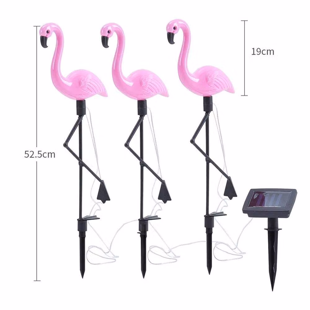 NESTLUNE Solar Flamingo Garden Ornament Set of 3 LED Statue Lights in Pink, H 100 cm x W 60 cm – 2