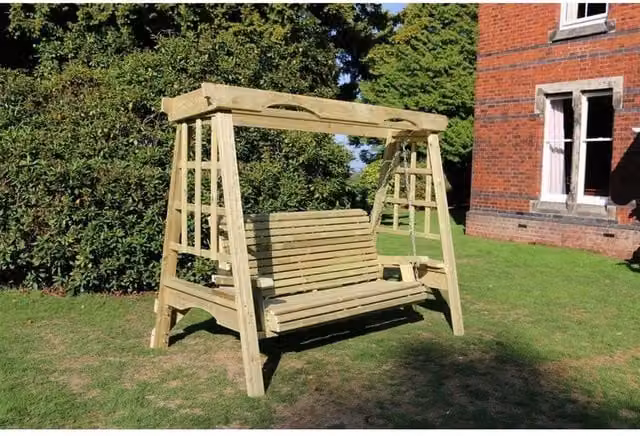 Churnet Valley Garden Furniture Ltd Cottage Swinging Seat Hammock for 3 Adults in Brown – 1