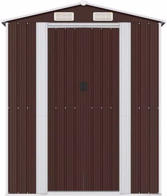 Berkfield Home Garden Shed in Dark Brown Galvanised Steel, W/D/H: 192 x 191 x 223 cm – 1