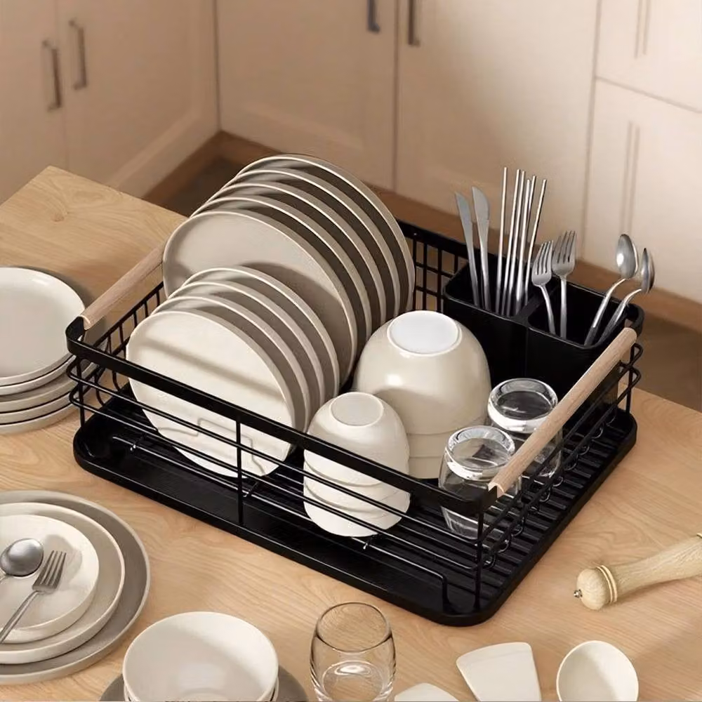 FORGEVIO Black 1 Tier Dish Drainer and Cutlery Holder – 4