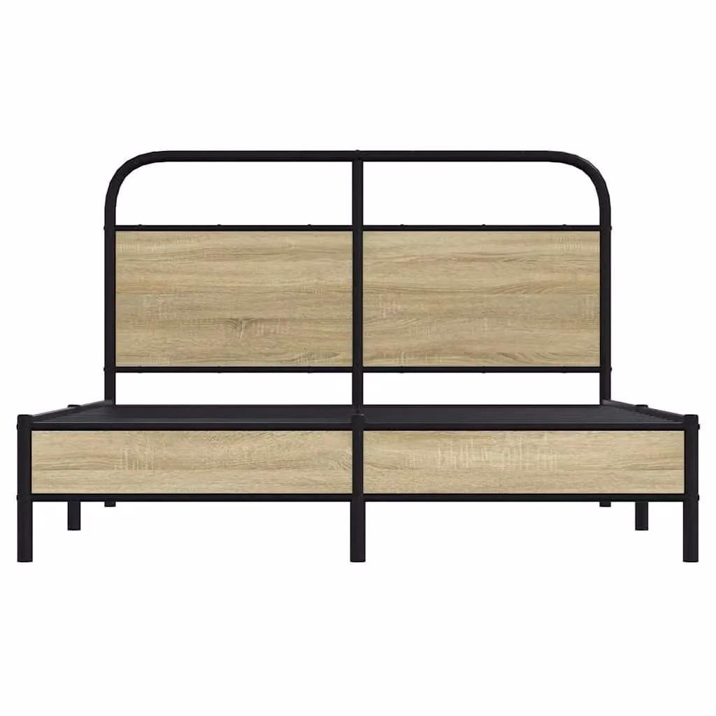 Berkfield Home Small Double Bed Frame in Sonoma Oak and Brown Engineered Wood, W/D/H: 120 x 200 cm – 3
