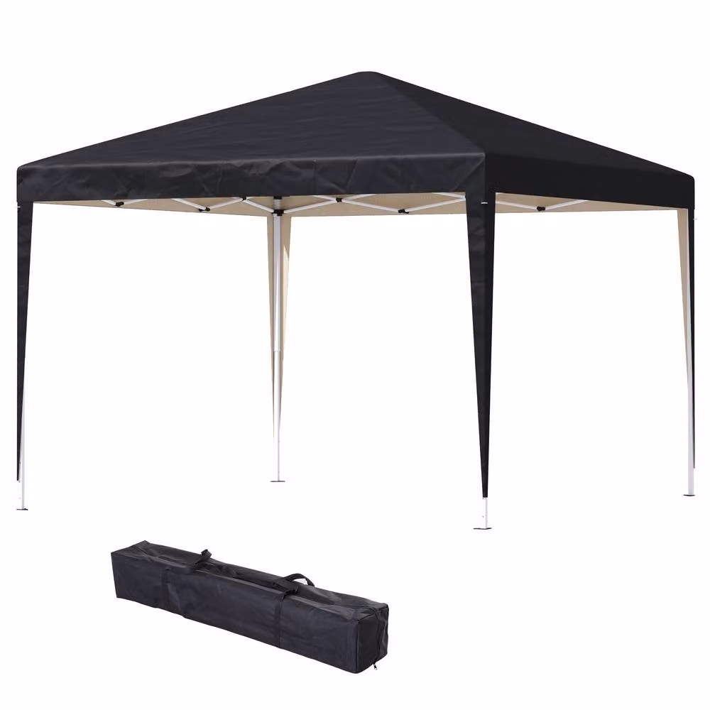 Rolipo Black Pop Up Garden Gazebo Party Tent with Carry Bag, W: 300 cm, D: 300 cm, H: 255 cm – 2