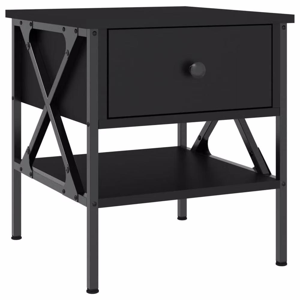 Berkfield Home Set of 2 Durable Black Industrial Bedside Tables, W/D/H: 40 x 42 x 45 cm – 3