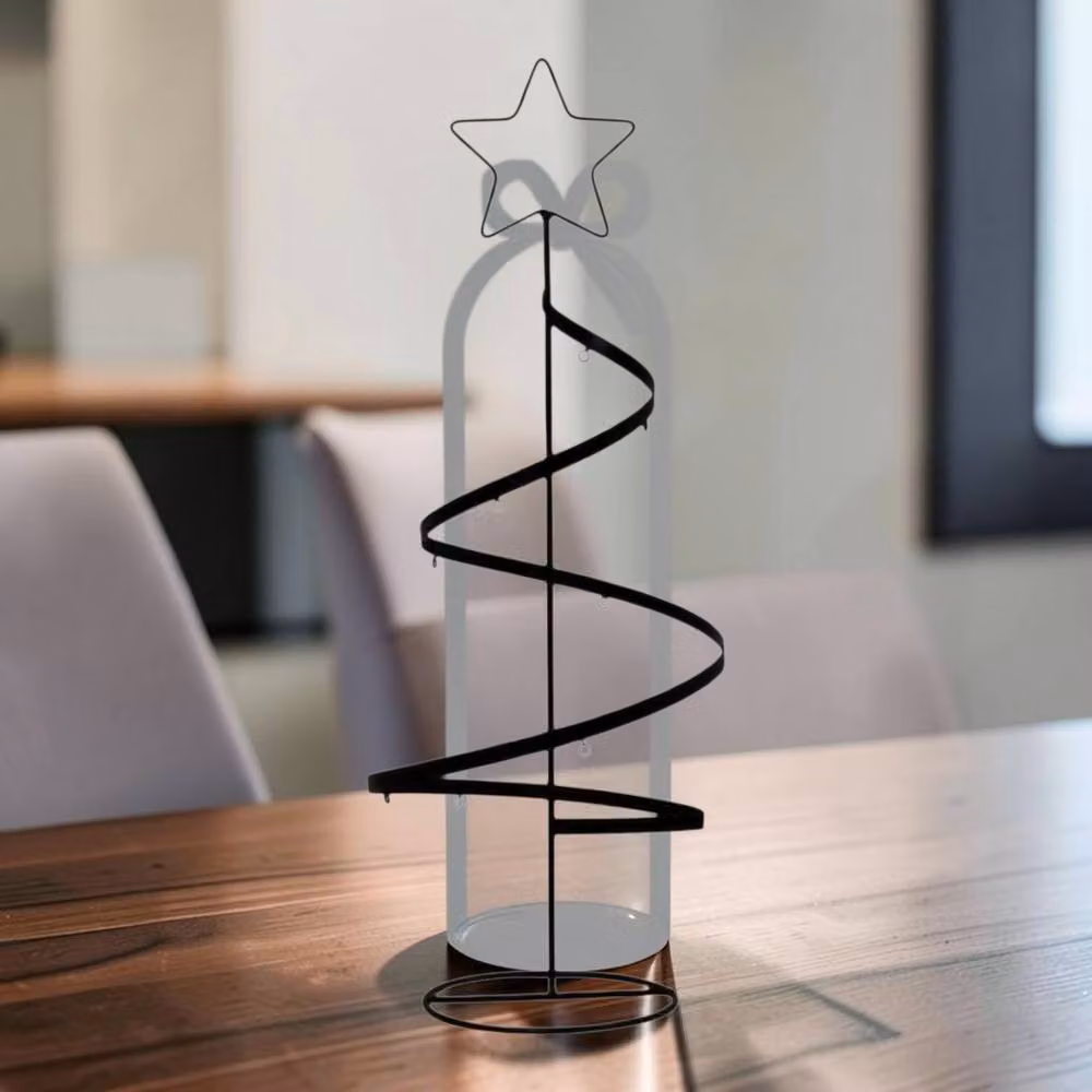 Four Candle Black Metal Spiral Christmas Tree Topper with Star Ornament – 2