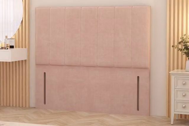 Somnior Austin Super King Upholstered Divan Headboard in Pink Plush Velvet