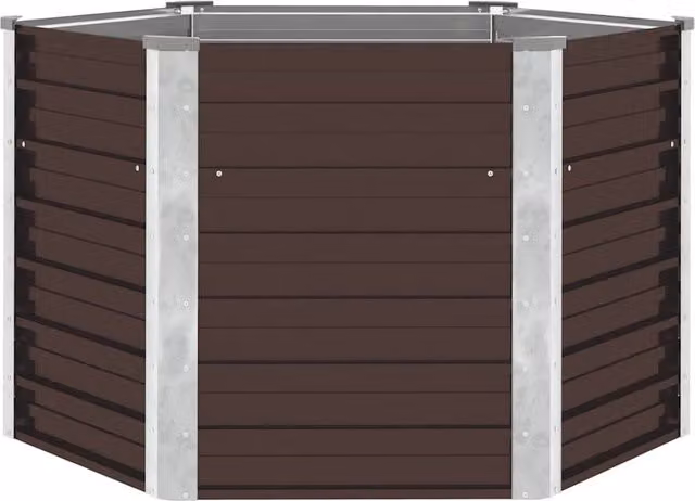 Berkfield Home Garden Brown Galvanised Steel Raised Bed W/D/H: 129 x 129 x 77 cm