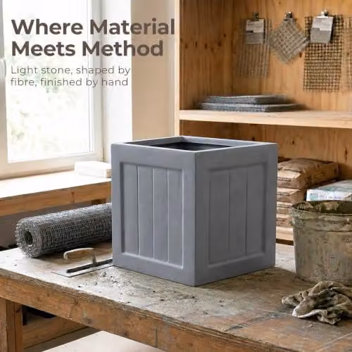 IDEALIST Large Square Planter in Grey Reinforced Stone, 45 cm – 6