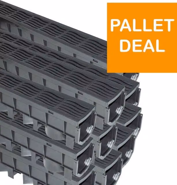 FloPlast PVC Class A15 Channel Drainage Grate, Grey, 80m (1m lengths)