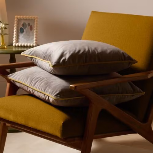 Furn Meridian Velvet Square Cushion in Grey, Green or Beige, W/D/H: 55 x 55 x 55 cm – 2